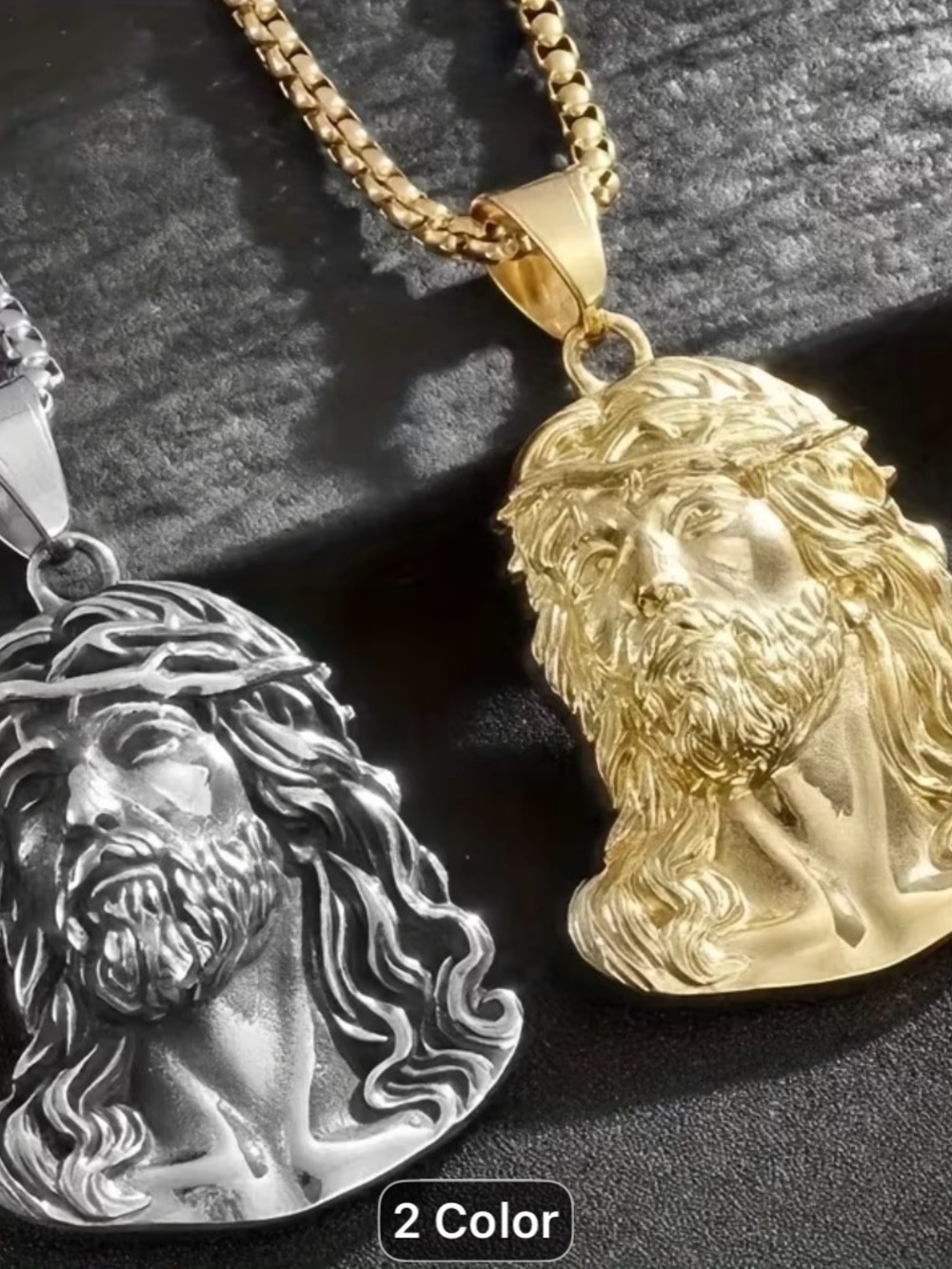 Silver Jesus toned Pendant Necklace for Men
